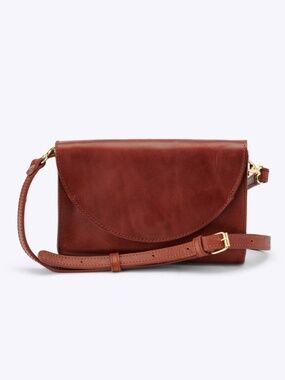 Nisolo Cleo Convertible Crossbody Sling Clutch in Rosewood Leather